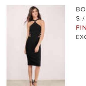 Tobi black midi dress with buckle detail